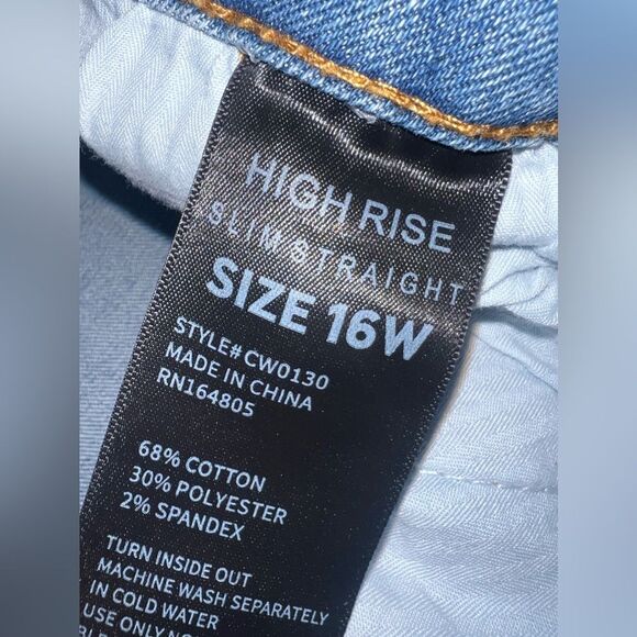 Copperflash Plus High Rise Slim Straight Cropped Jeans Size 16W EUC - Picture 9 of 13
